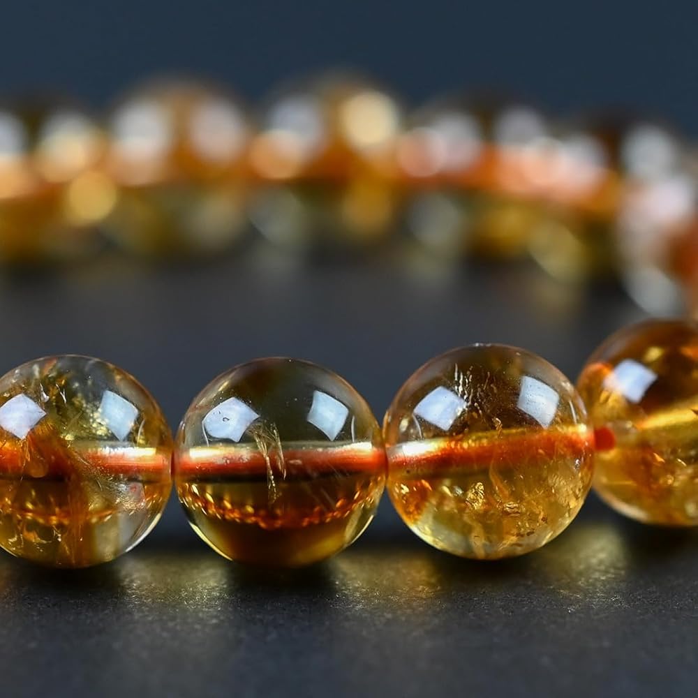 Amazon | [英雅堂] シトリン ブレスレット 10mm玉 内径17cm 天然石