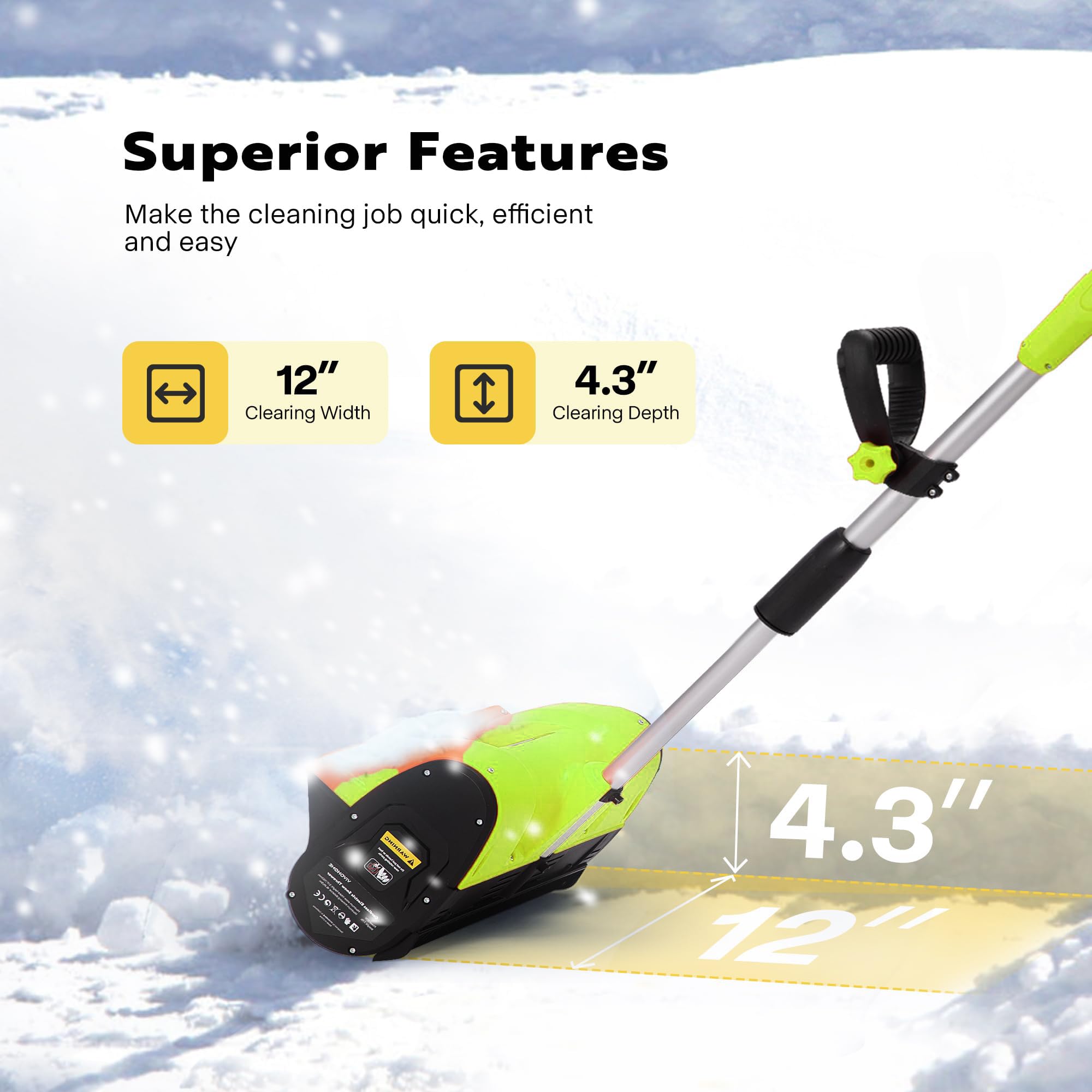 Amazon.co.jp: コードレススノーショベル、20V 12インチバッテリー駆動