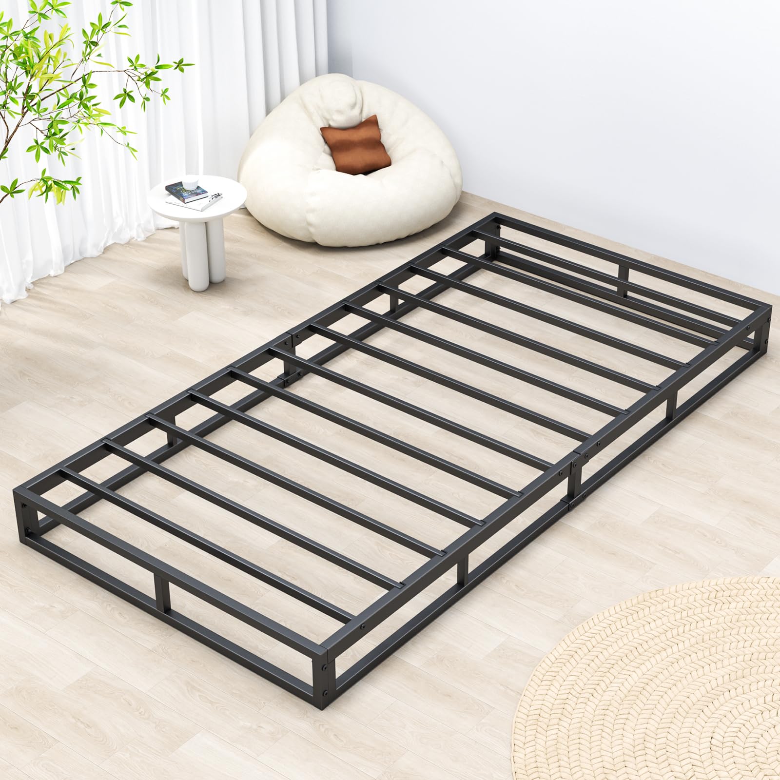 Amazon｜PRTONE ベッドフレーム ロータイプ メタル 一人暮らし 静音性