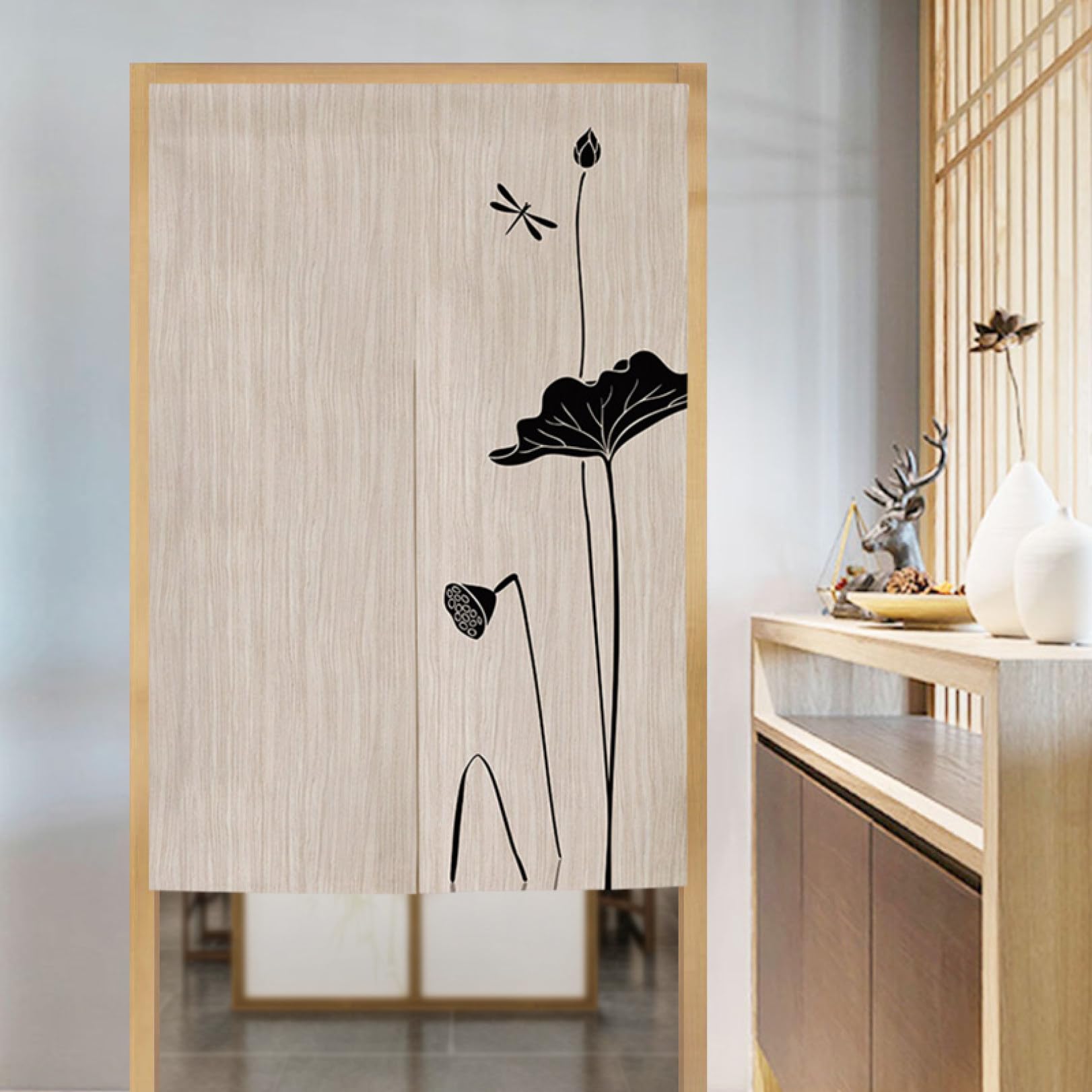 Amazon｜のれん 70幅X90cm丈 ロング 暖簾 お洒落 中華風 竹柄 田園風