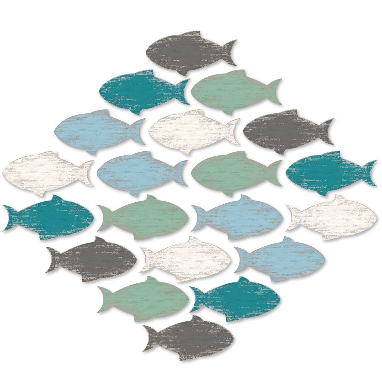 Amazon.co.jp: Weysat 20個 木製 魚 壁 装飾 航海 沿岸 ウッド