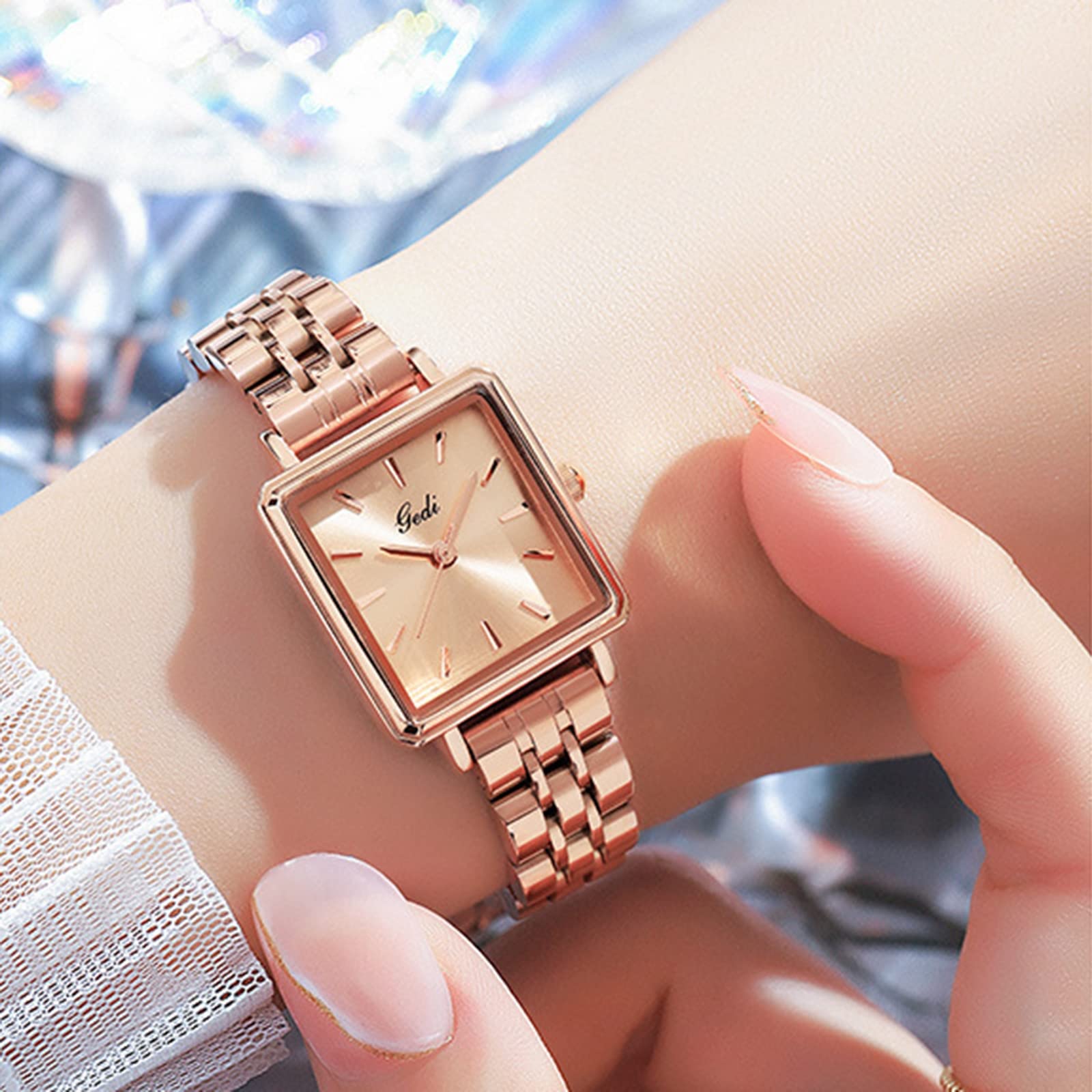 Amazon.co.jp: レトロスクエアウォッチ女性用ステンレススチールバンド