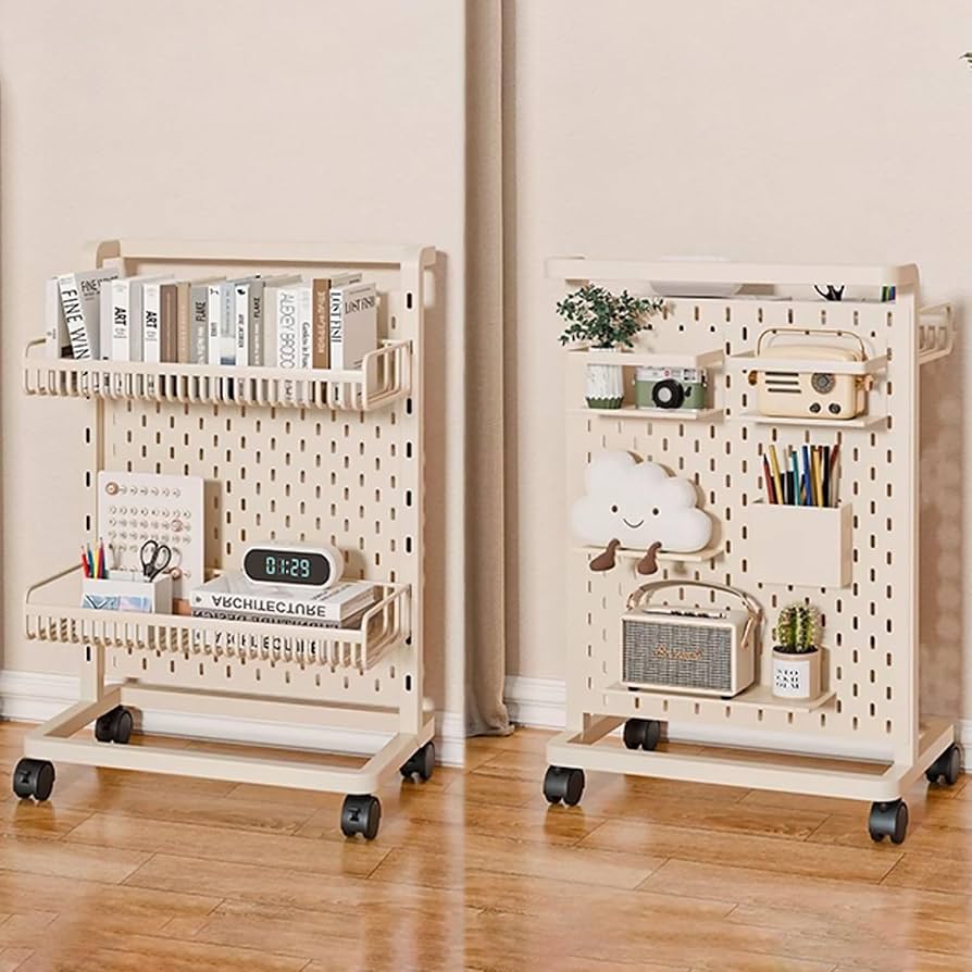 Amazon.co.jp: 本棚 キャスター付き スリム 教科書収納 パンチング