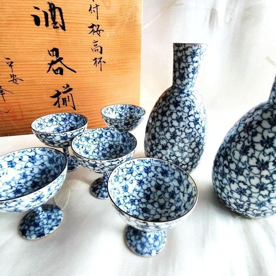 清水焼 京泉 桜染付 浅皿 2枚 セット 清水焼 京泉 桜染付 浅皿 2枚