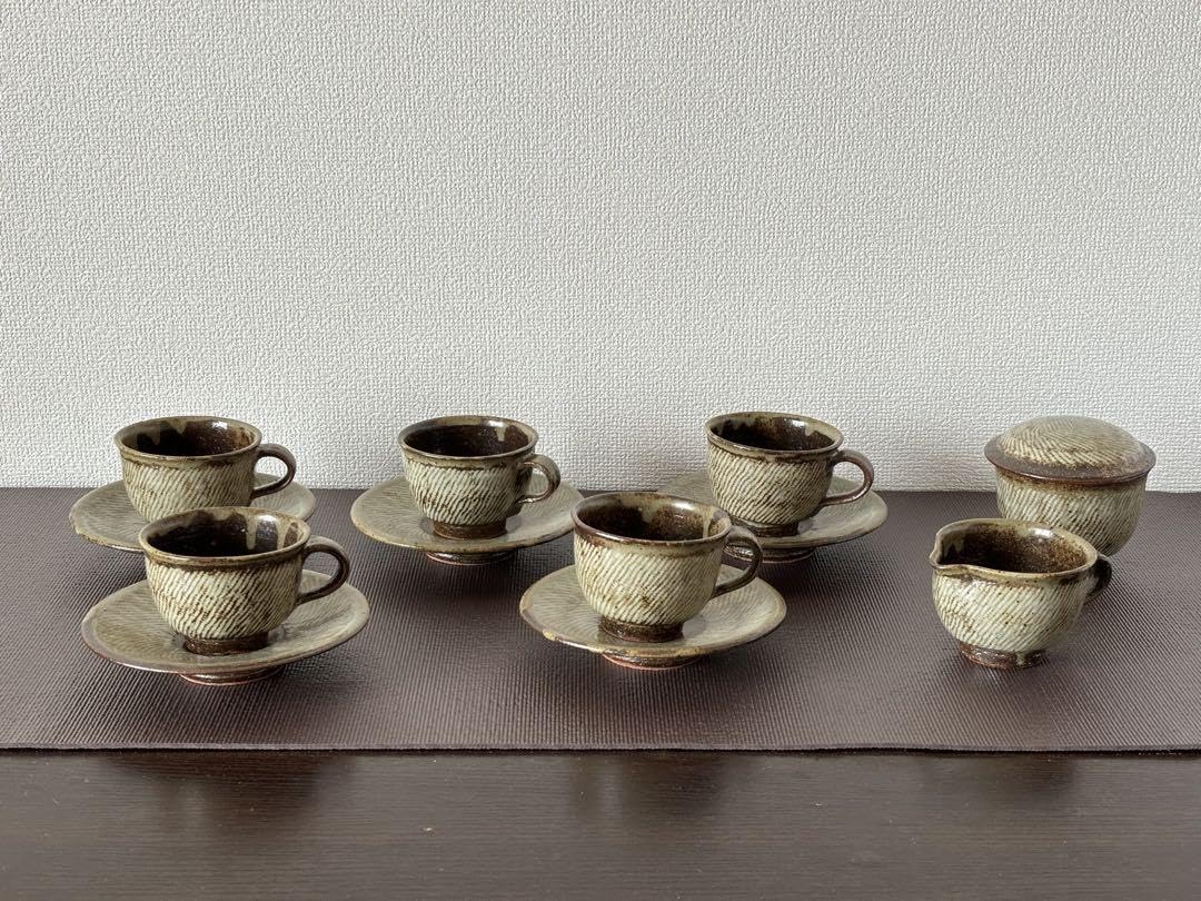 Amazon.co.jp: 島岡達三 象嵌縄文 紅茶器 ティーカップ コーヒーセット