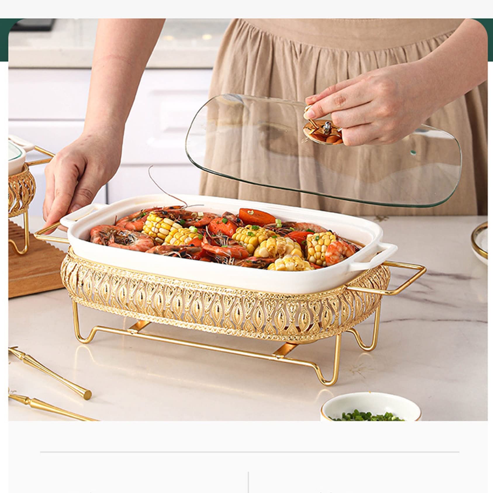 Amazon | チェーフィングディッシュ 保温器 陶器製サーバー&フード