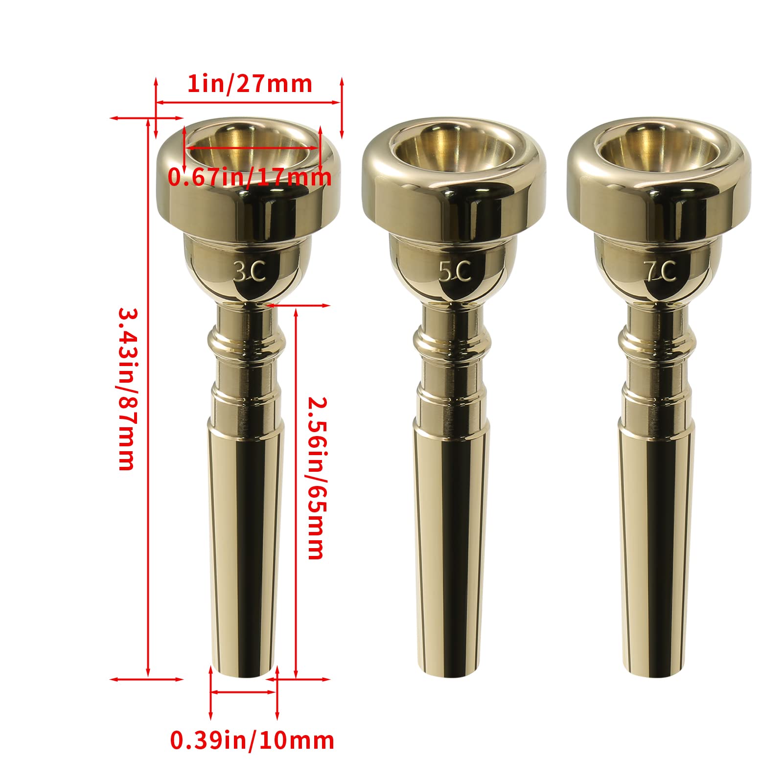 Amazon.co.jp: 3パック トランペット マウスピース 7C 5C 3C 銅素材