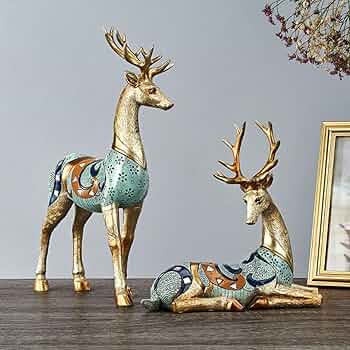 Amazon.co.jp: [dhiuebc] 動物置物 レジン シカ 置物 スタイル2