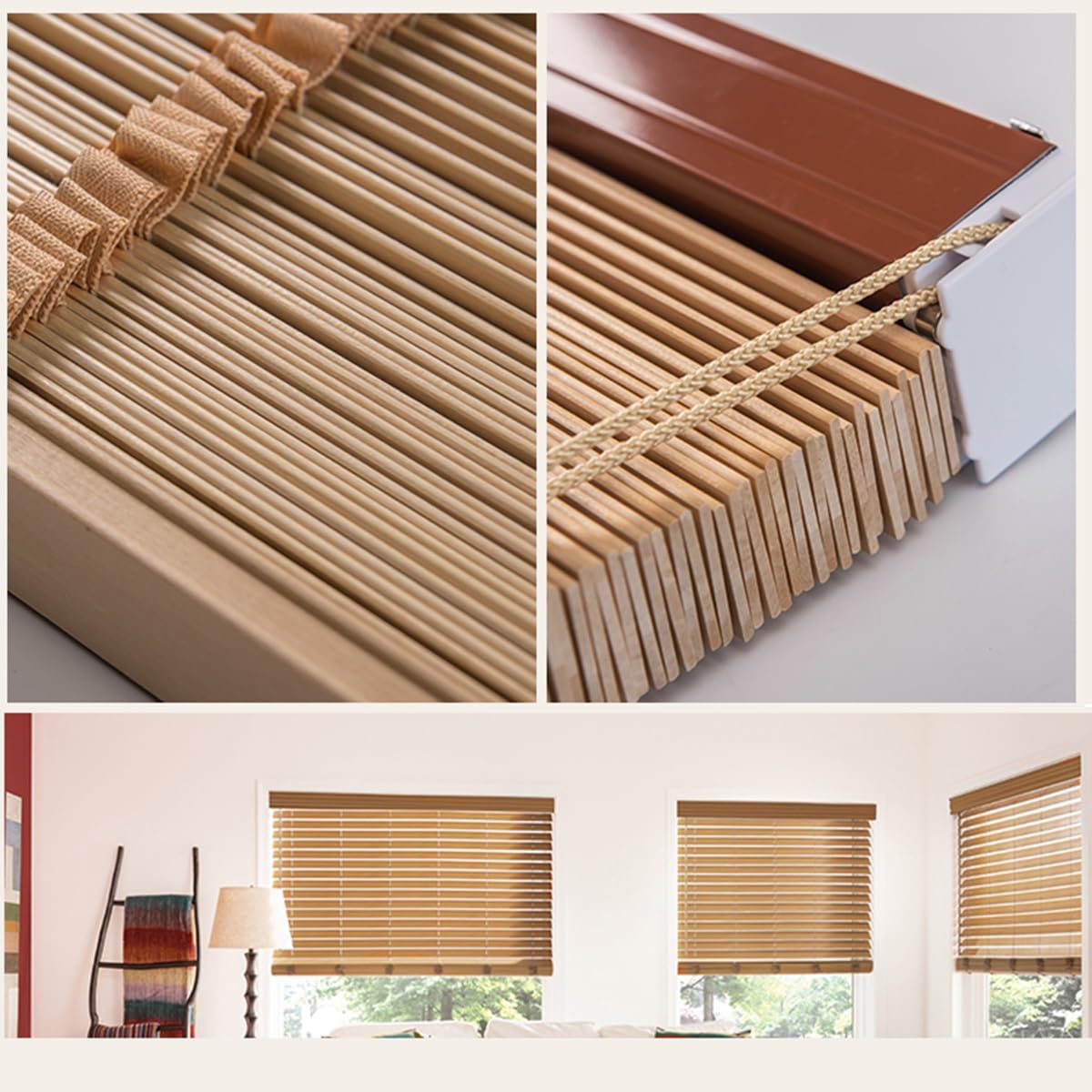 Amazon｜木製ブラインド グリーンウッドブラインド 幅65/80/85/100/110