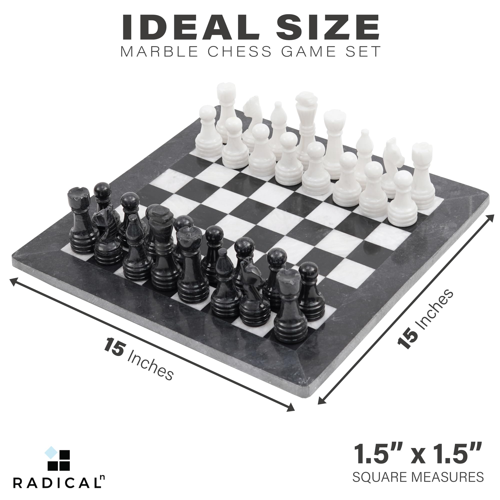 Amazon | Radicaln 大理石チェスセット 15インチ ハンドメイド 白黒