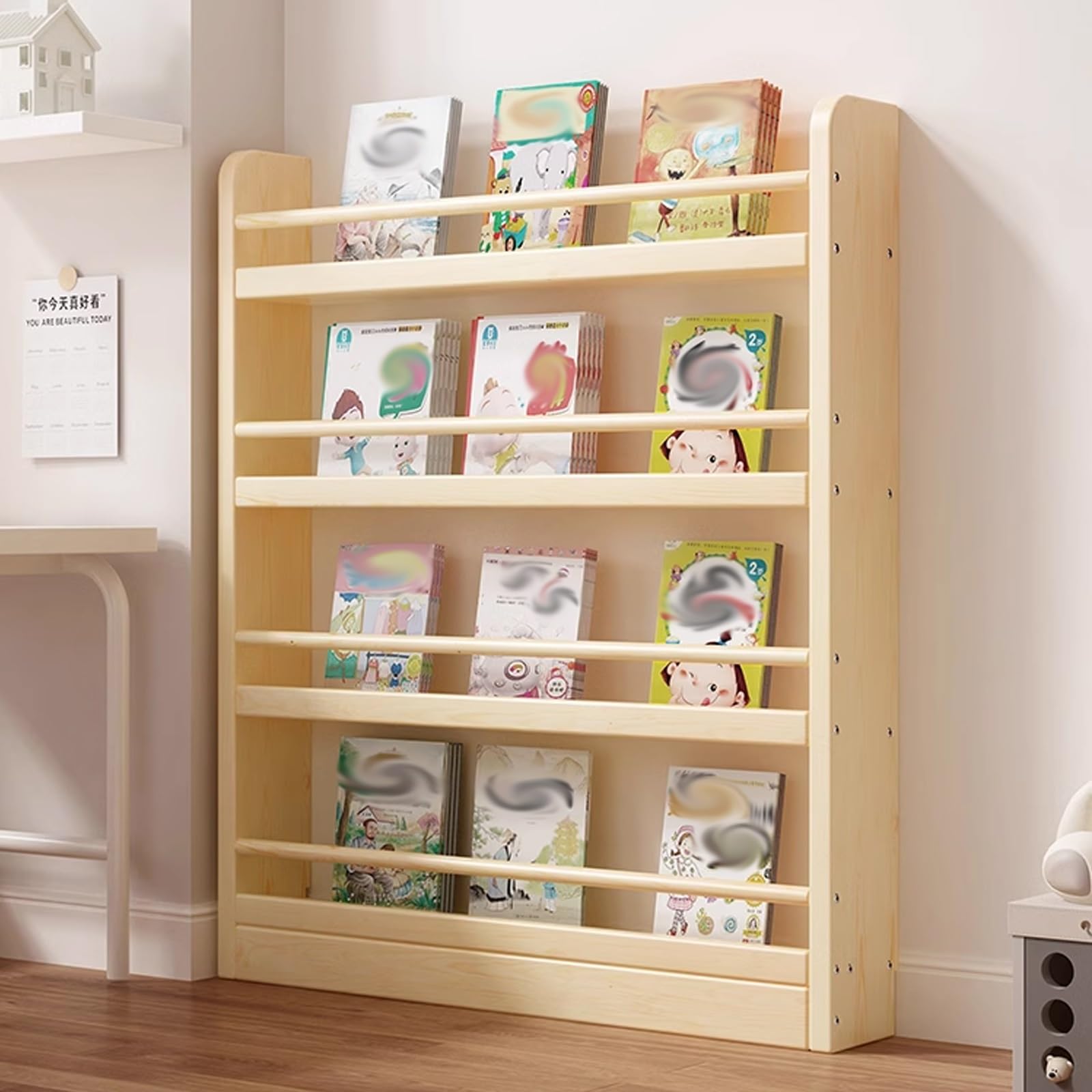 Amazon｜絵本ラック、木製 3/4/5 段 雑誌ディスプレイキャビネット