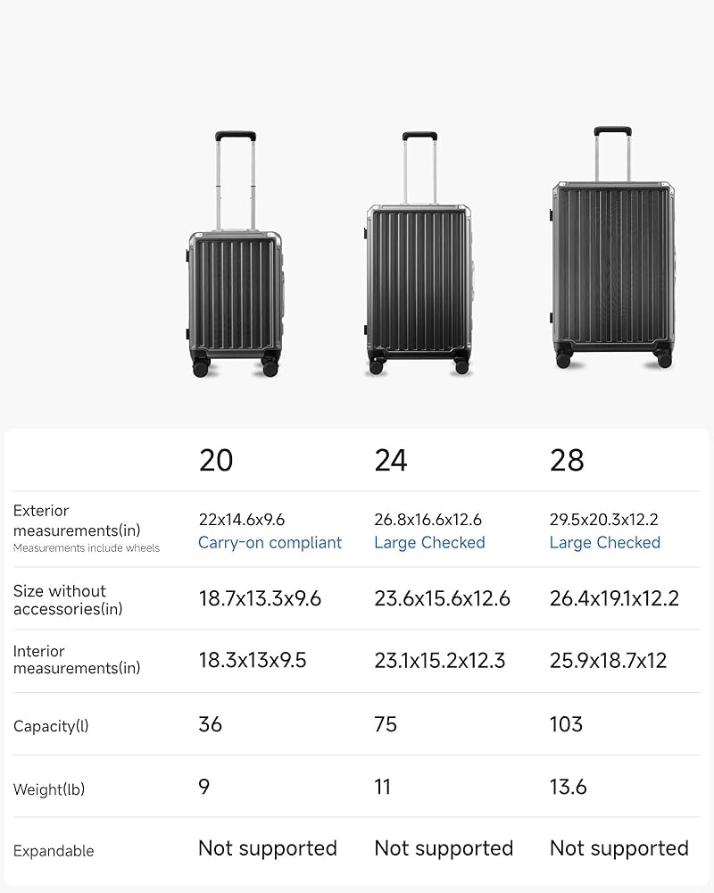 Amazon.com | Carry On Luggage with Spinner Wheels, 8010S Aluminum