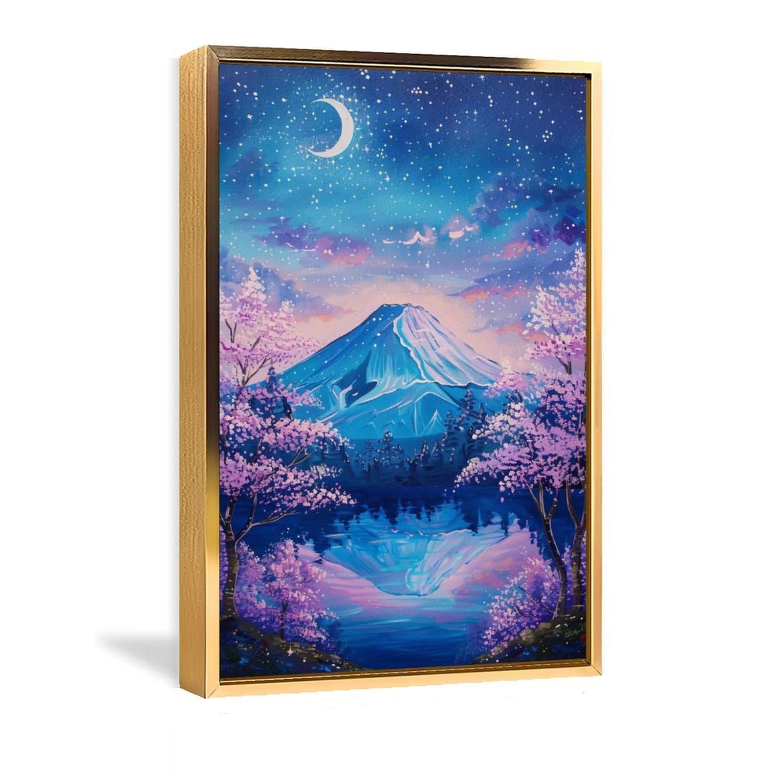 Amazon.co.jp: 絵画 富士山の夜桜が美しい景色インテリア 絵画 美しい