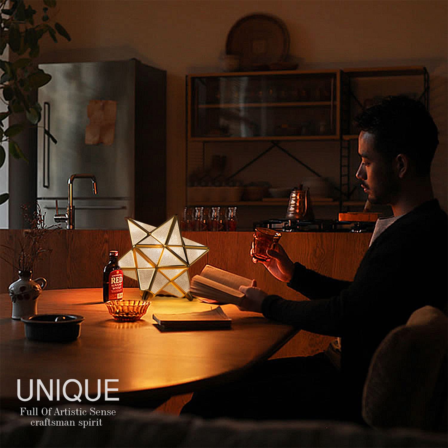 Amazon.co.jp : Cerdeco 幻想的に広がる星のシルエット テーブルライト