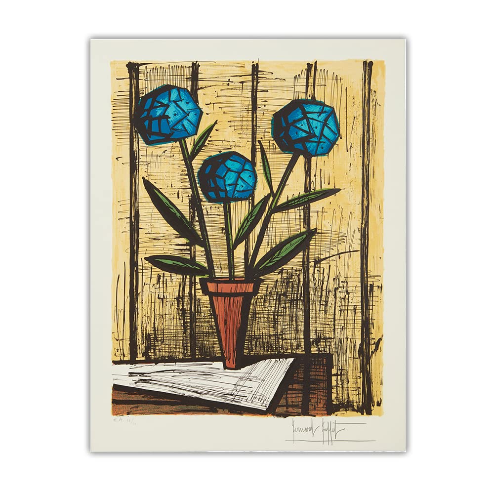 Amazon.co.jp: ベルナール・ビュッフェ ポスターと版画 抽象《青い花