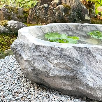 Amazon.co.jp: 大理石 つくばい 手水鉢 石 睡蓮鉢 大型 おしゃれ B