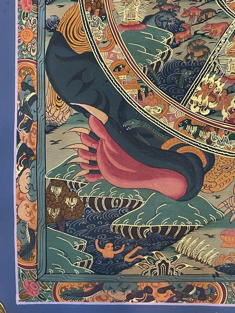 Amazon.co.jp: チベット密教 手描き タンカ 曼荼羅 六道輪廻a2