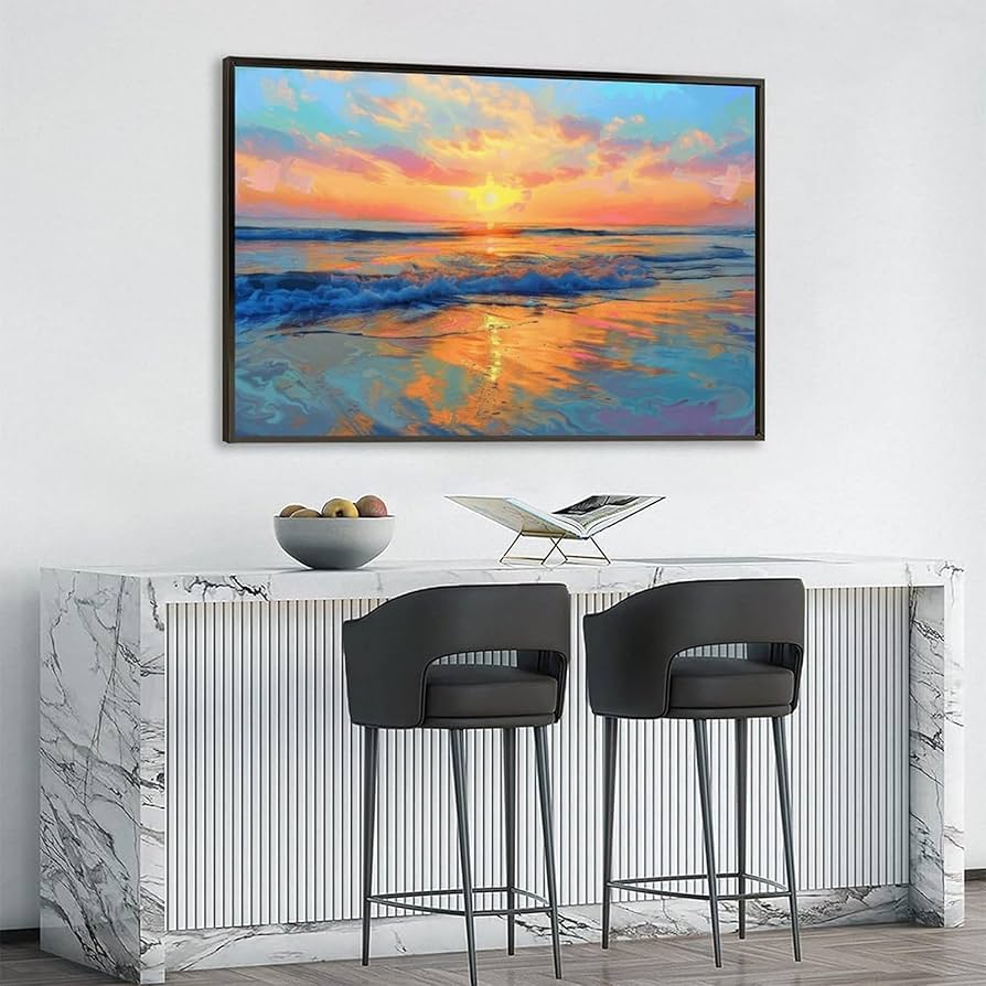 Amazon.co.jp: 絵画 ビーチの夕日 アートパネル ポスター 美しい熱帯の