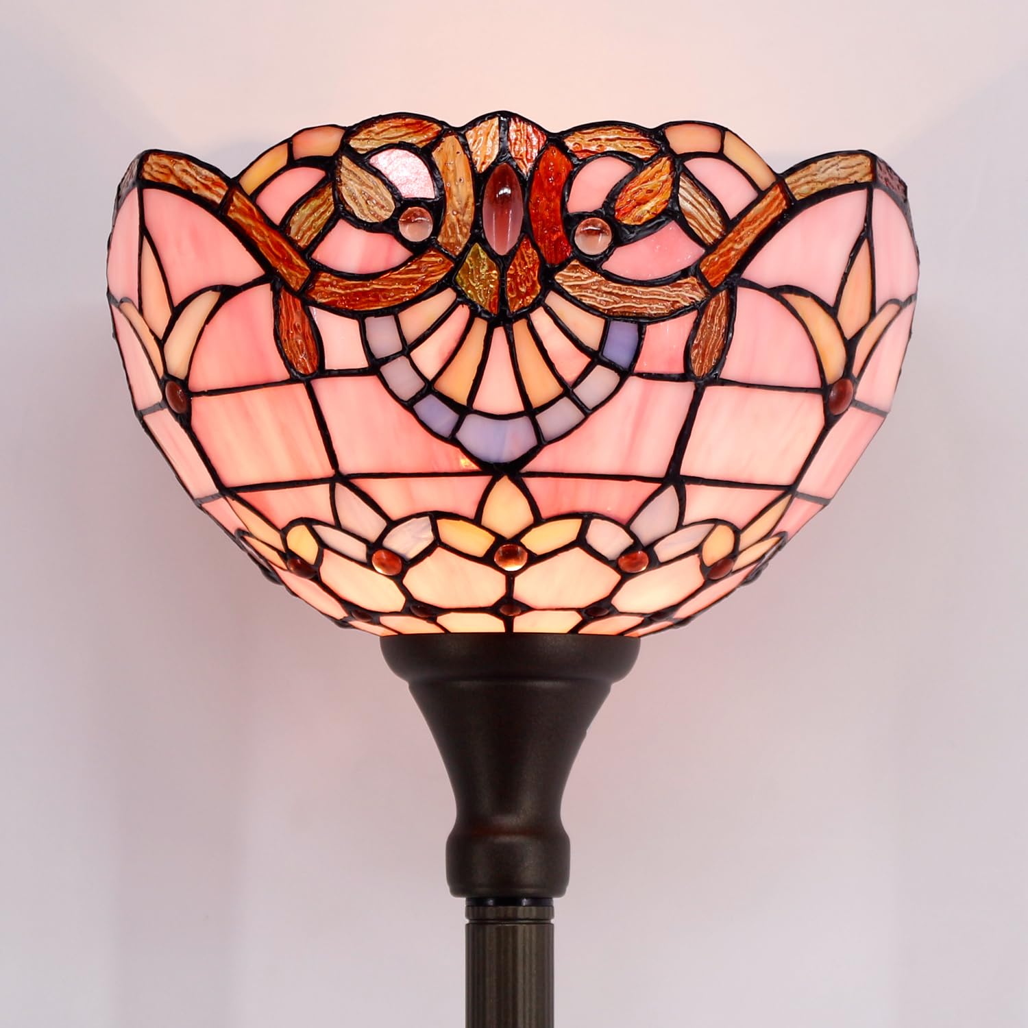 WERFACTORY Tiffany Floor Lamp Pink Baroque Stained Glass Light