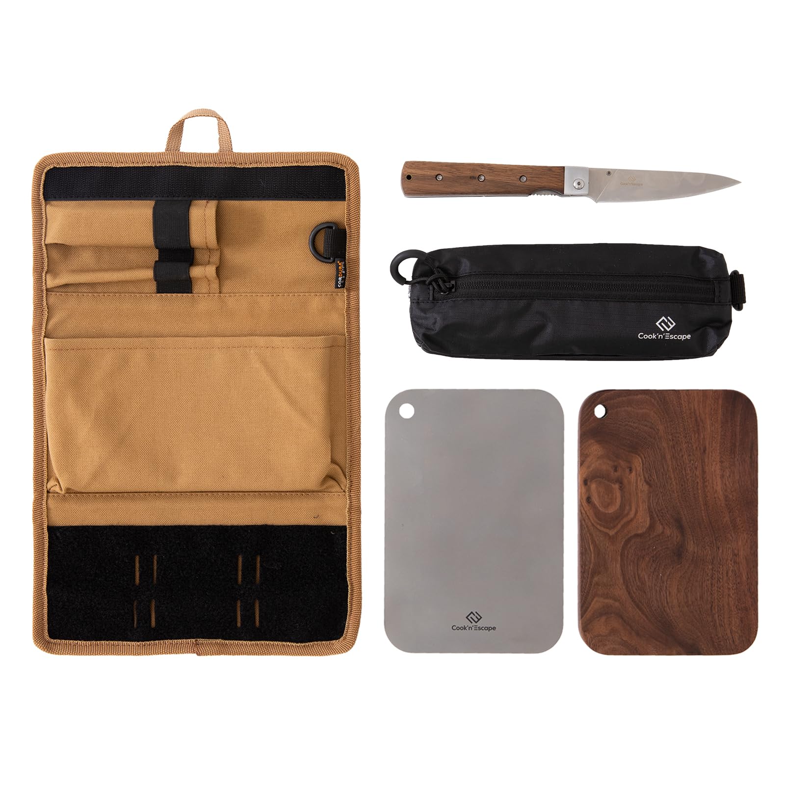 Amazon.co.jp: COOK'N'ESCAPE まな板セット 5点 キャンプ用 チタン