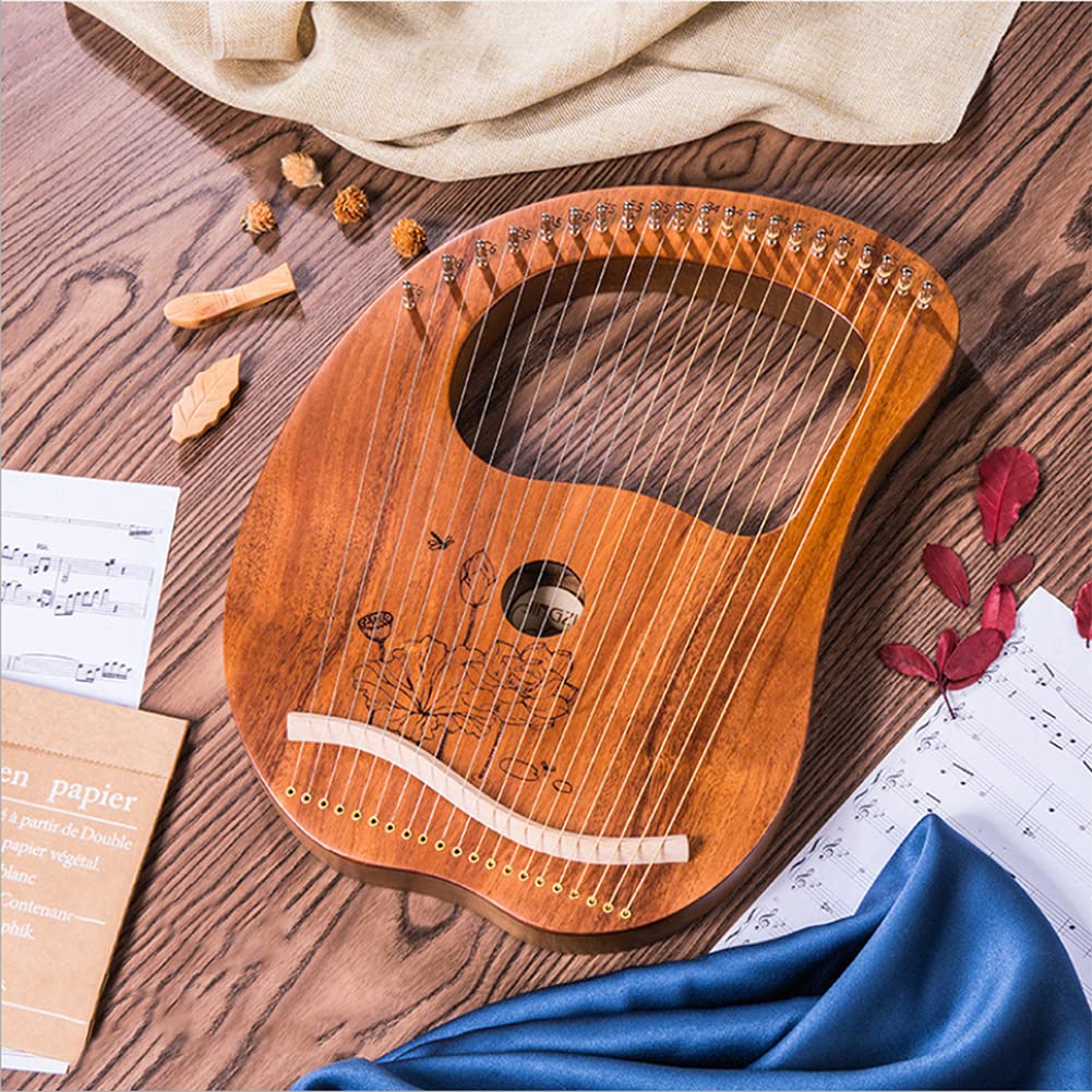 Amazon | ライアー ハープ 21弦 木製ハープ 竪琴、マホガニーウッド