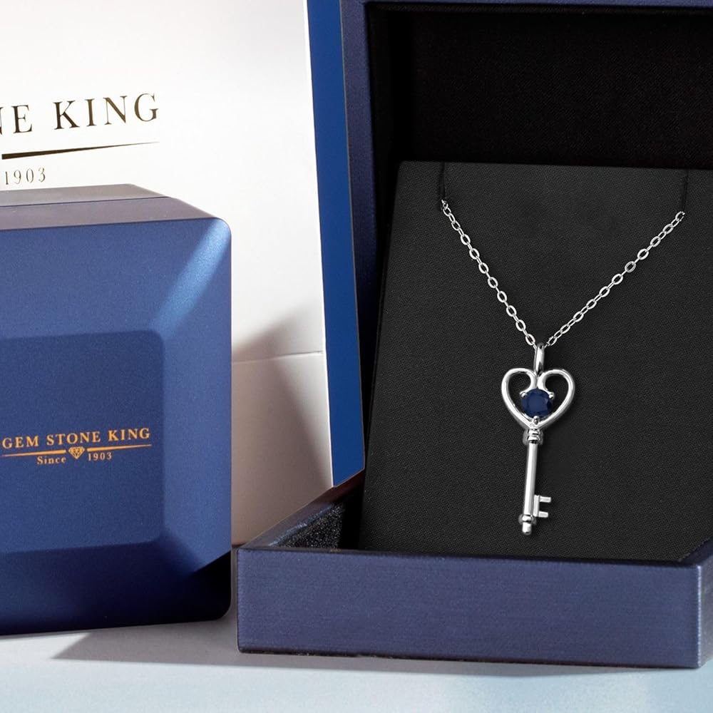 Amazon.com: Gem Stone King 925 Sterling Silver Blue Sapphire Heart