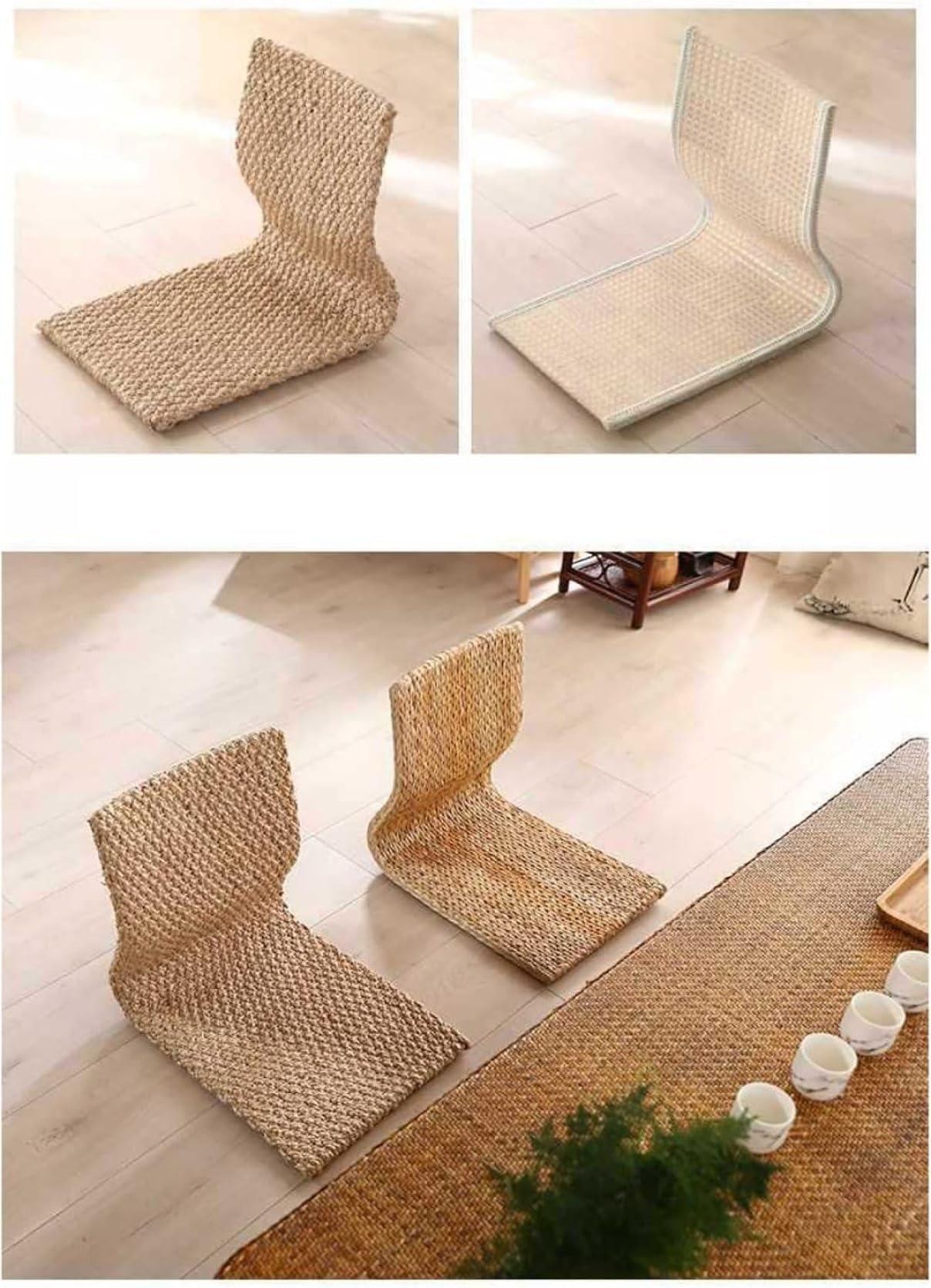 Amazon｜座椅子 竹製 腰が痛くならない クッション付 46×37×43cm 和座