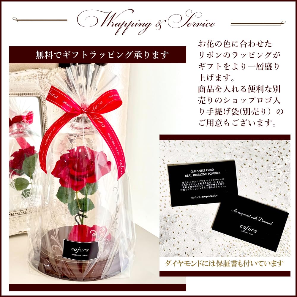 Amazon｜プリザーブドフラワー 赤いバラ 美女と野獣 ガラスドーム入り