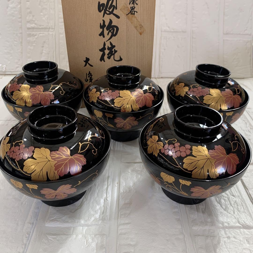 Amazon.co.jp: 特選漆器 大峰 御吸物椀 5客セット : ホーム＆キッチン