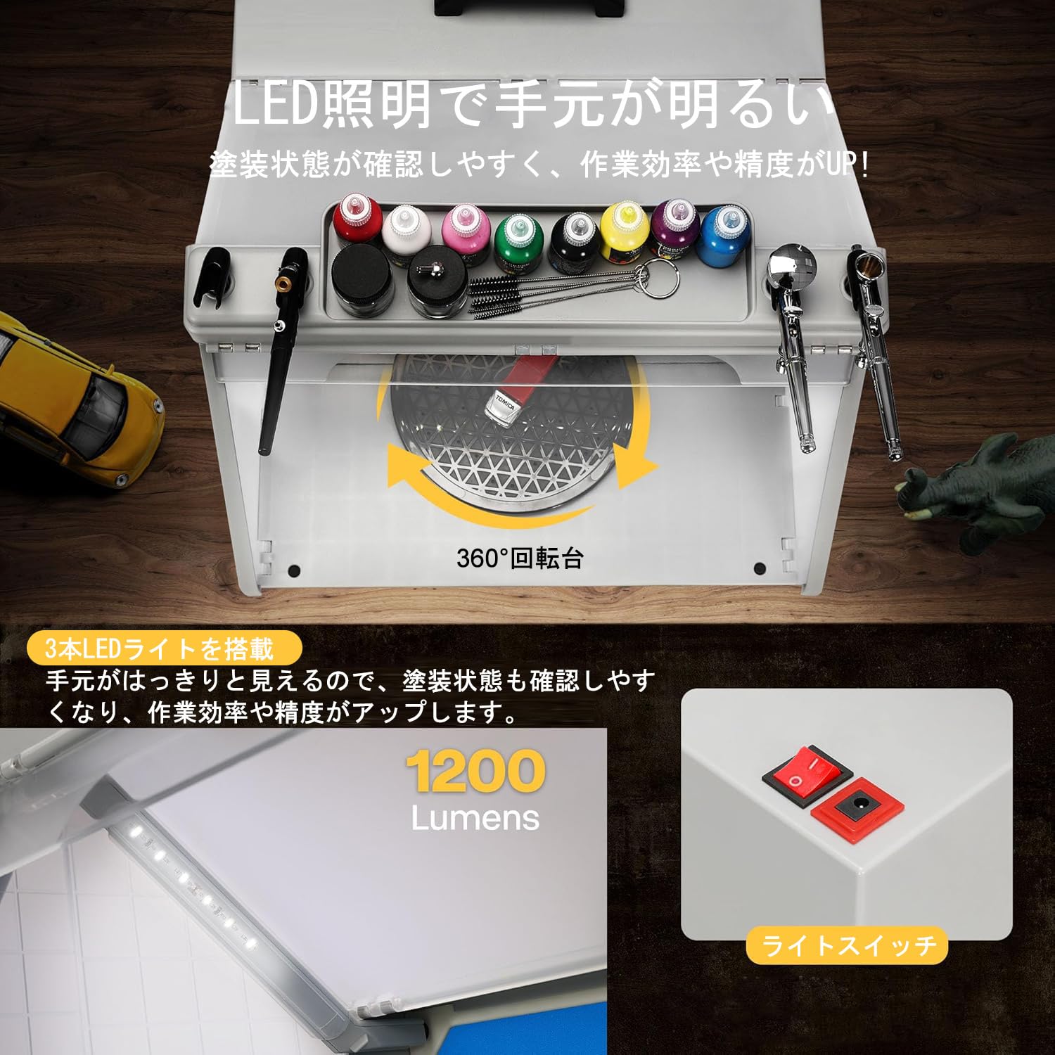 Amazon | Ausuc 塗装ブース スプレーブース LED照明 エアブラシ