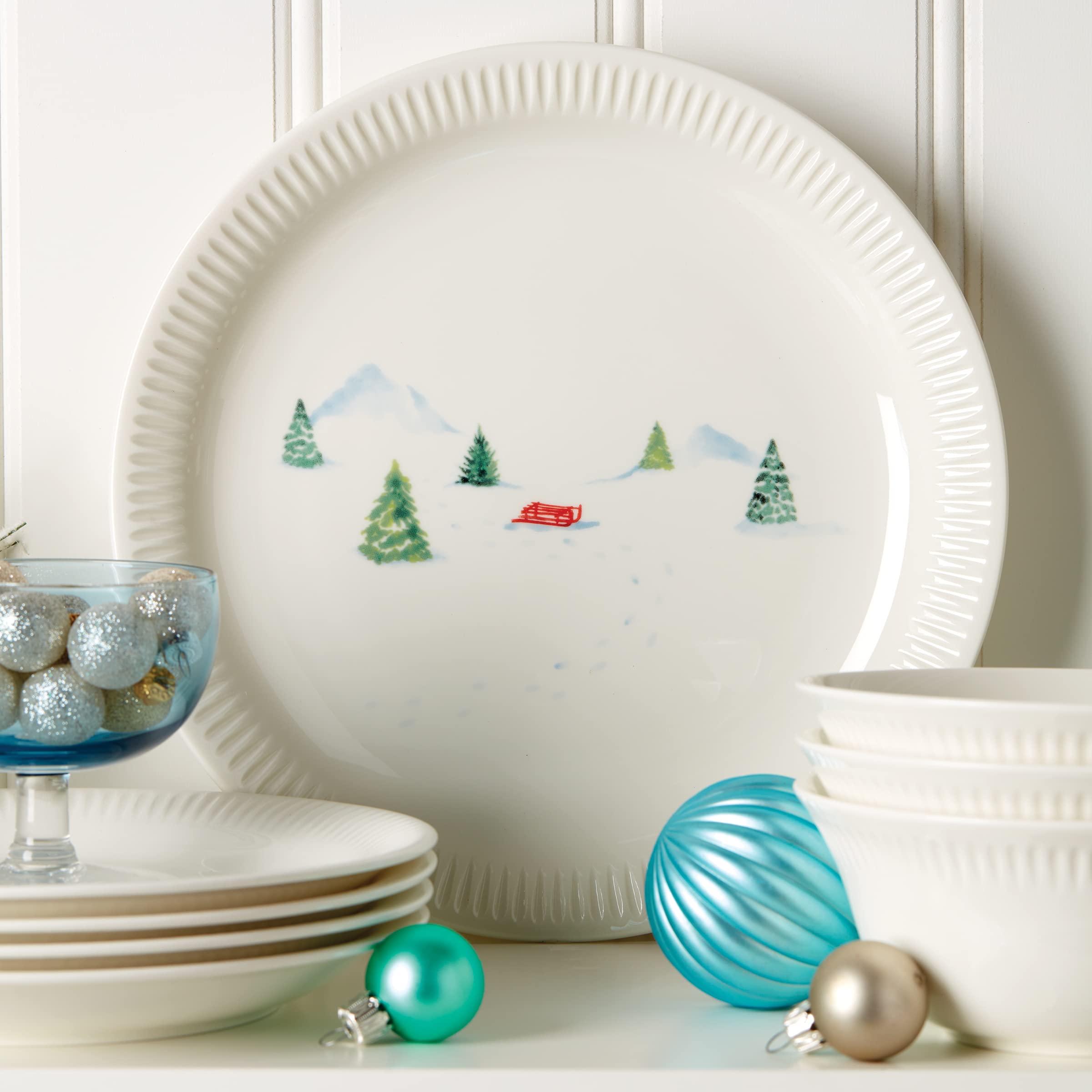 Amazon.com | Lenox Profile Snow Day 4-Piece Dinner Plate Set, 6.75