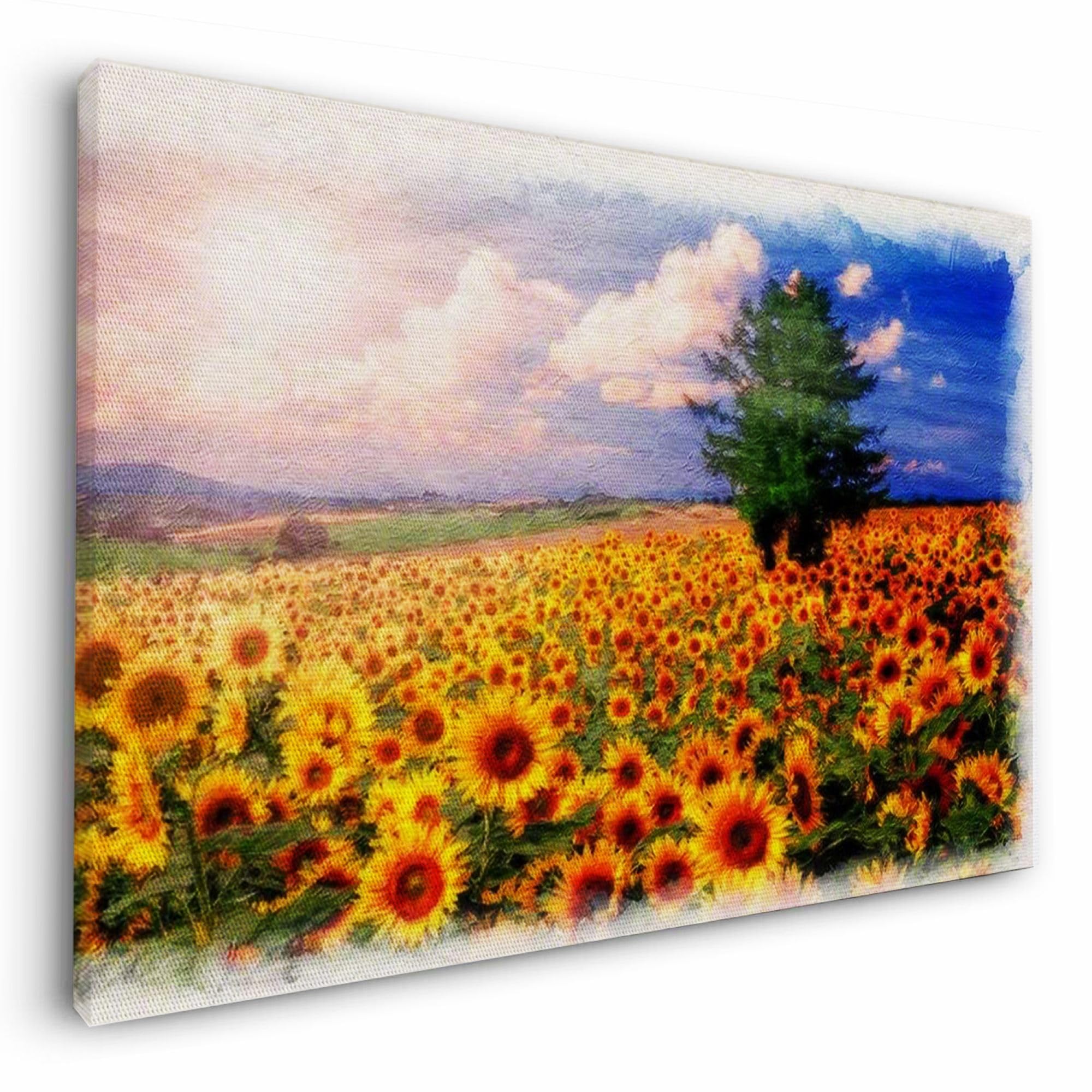 Amazon.co.jp: LUHSICE絵画 インテリア 「太陽とひまわり畑の丘と