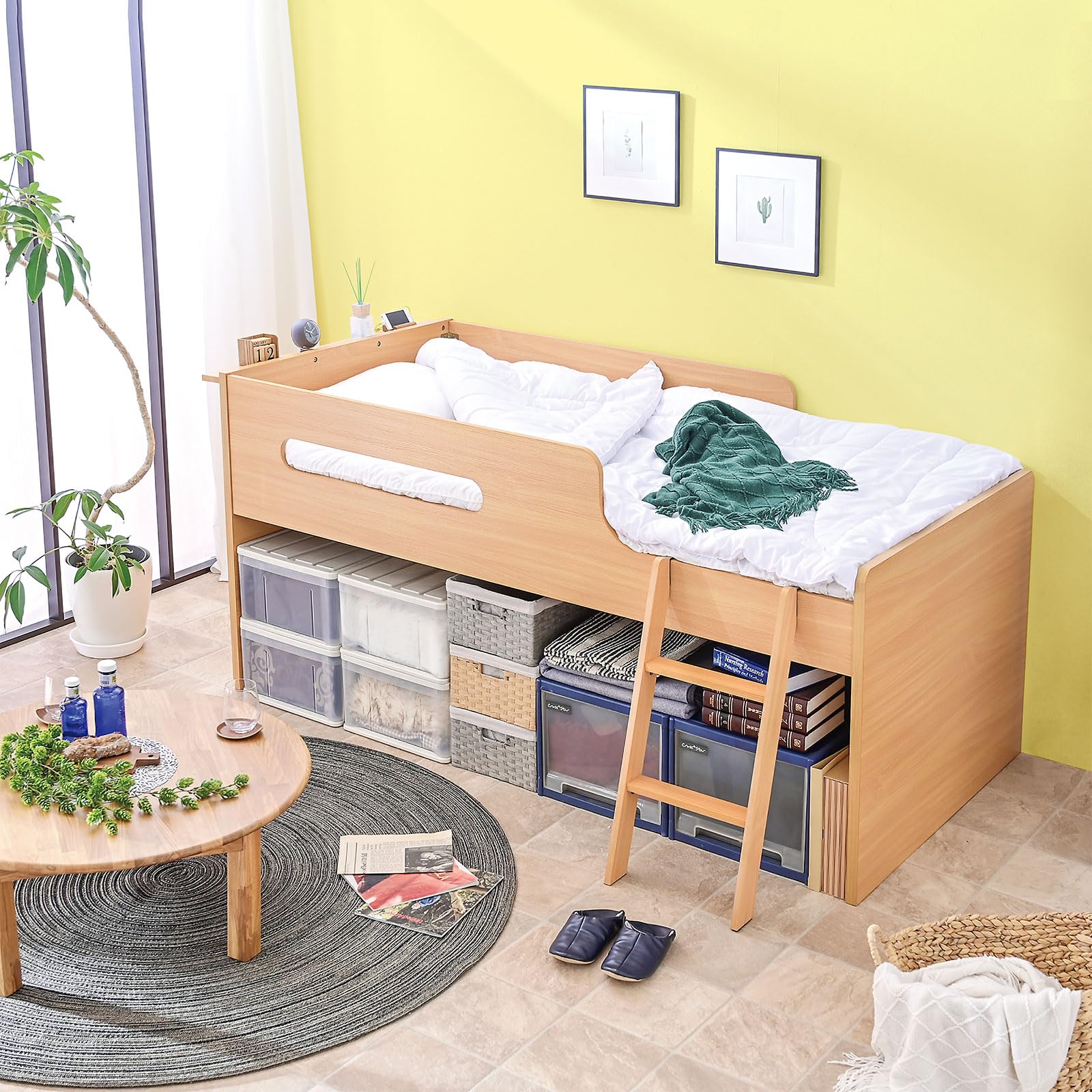 Amazon｜ロフト ベッド 木製 ロー タイプ ベッド フレーム 大人用 子供