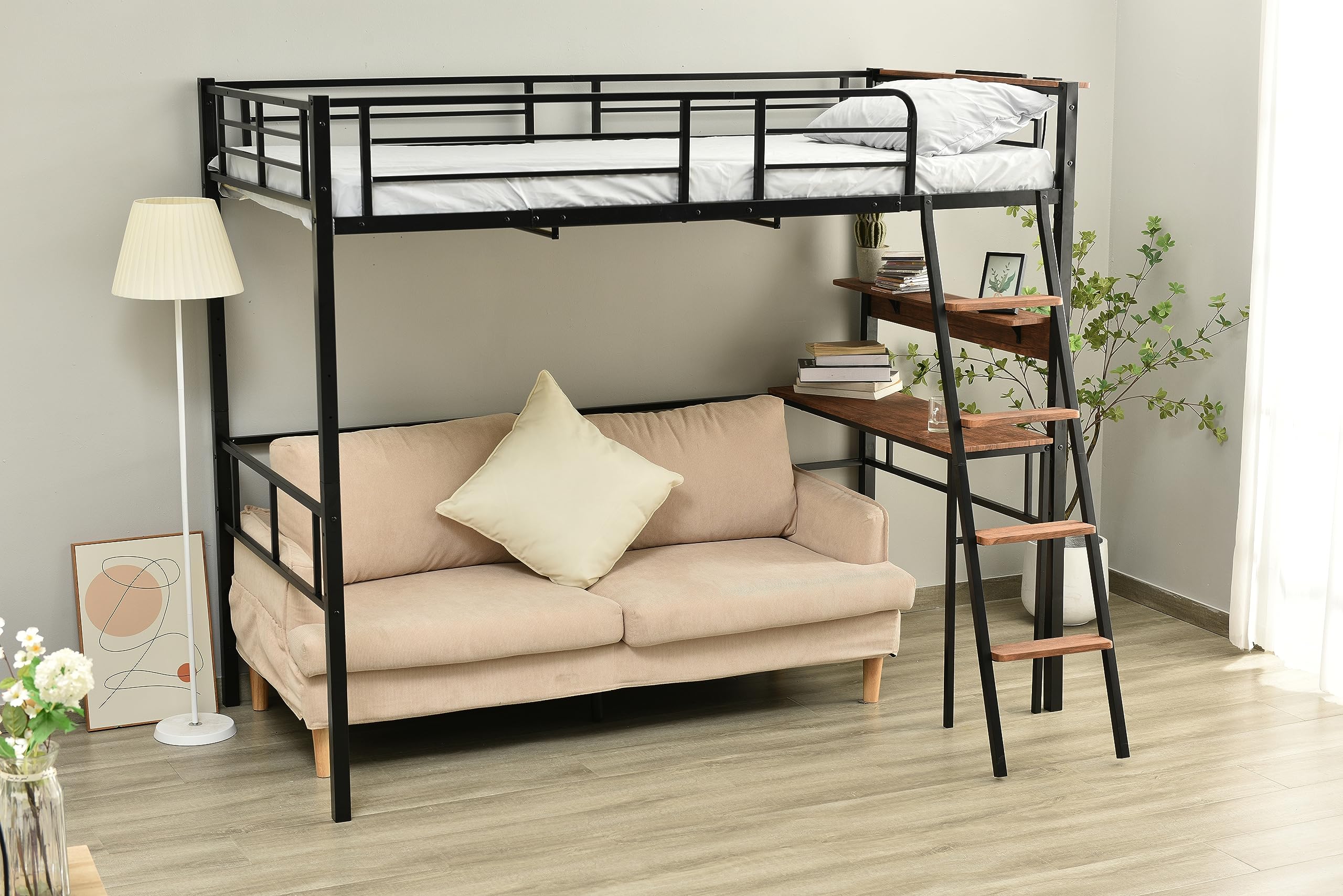 Amazon｜システムベット ロフトベッド シングル コンセント付き デスク