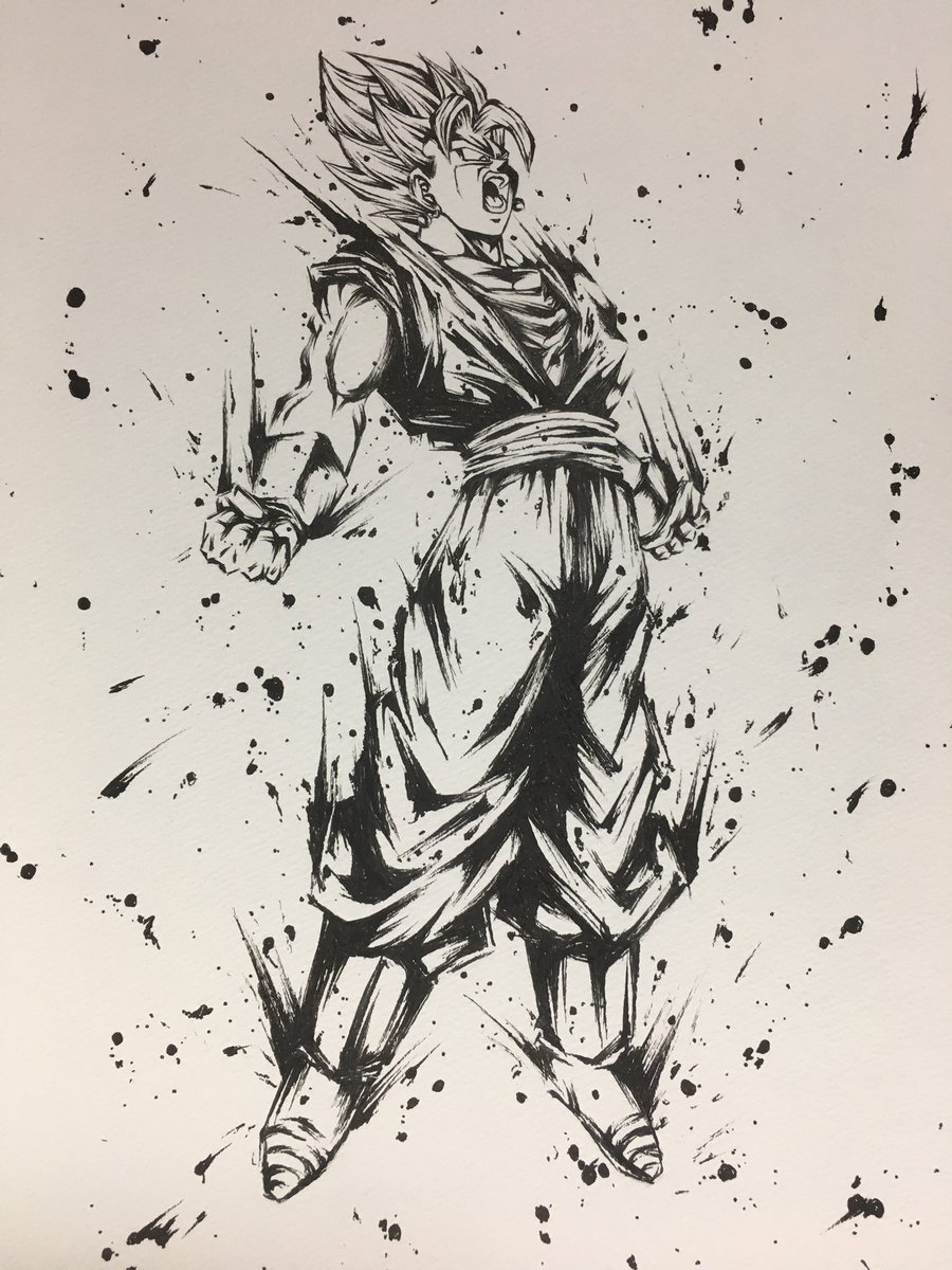 過去絵載せときます。 #ドラゴンボール #墨絵