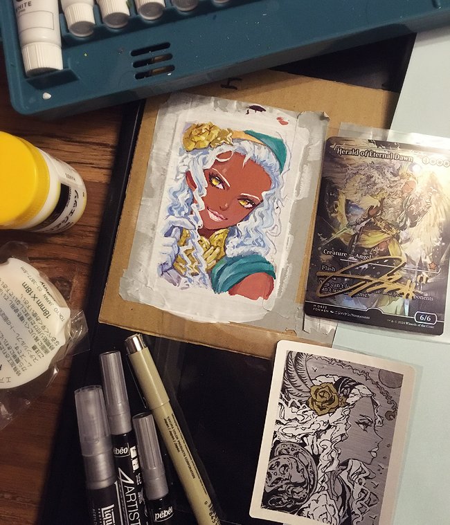 初めてのMTGのアーティストプルーフです。画材と絵の構図を変えながら