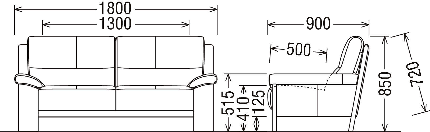 2人掛椅子（大1800） ZU4822K353 | ソファー | 家具を探す