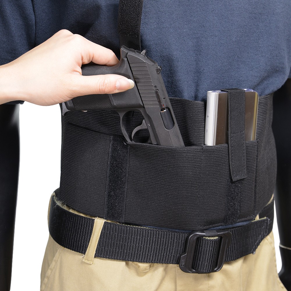 ベリーバンドホルスター 右利き用 ポケット付き コンシールドベルト