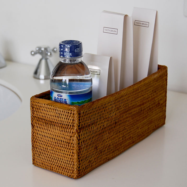 アタで編まれた長方形の収納ボックス[Cタイプ][2413]【トレー かご