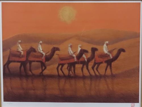 版画 「朝陽砂漠らくだ行」 | ｜正光画廊