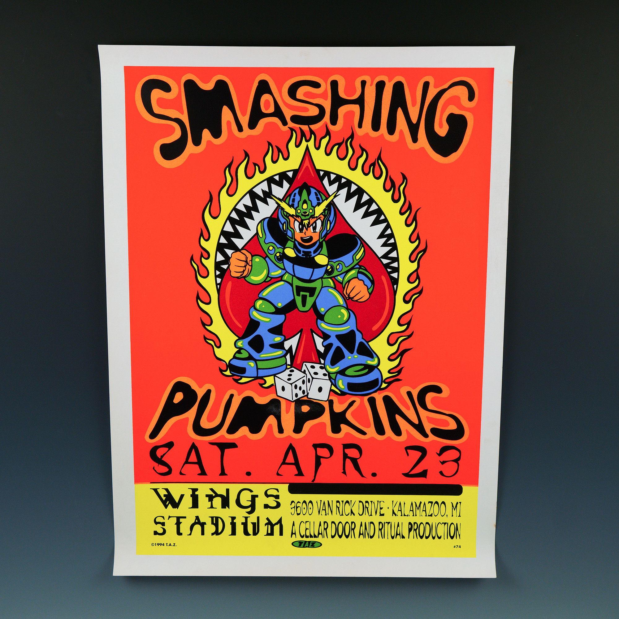 T.A.Z. Smashing Pumpkins Kalamazoo Silkscreen Concert Poster sold