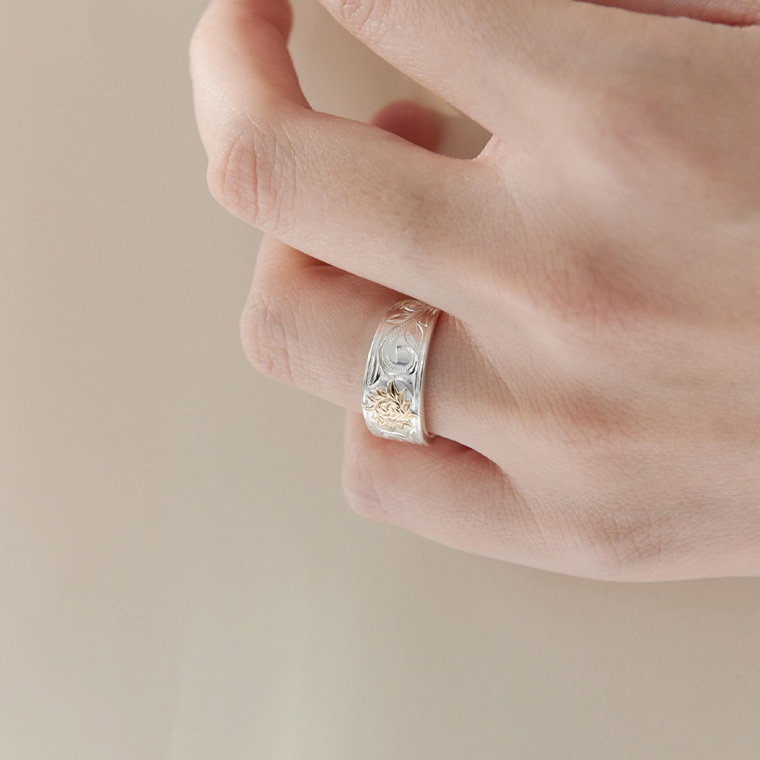 ハワイアンジュエリー/Silver925/K14YG/サーフボードLa(太陽)リング