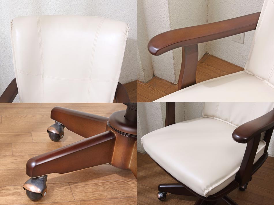 ホワイトレザー オフィスチェア｜アンティーク家具・照明の専門店