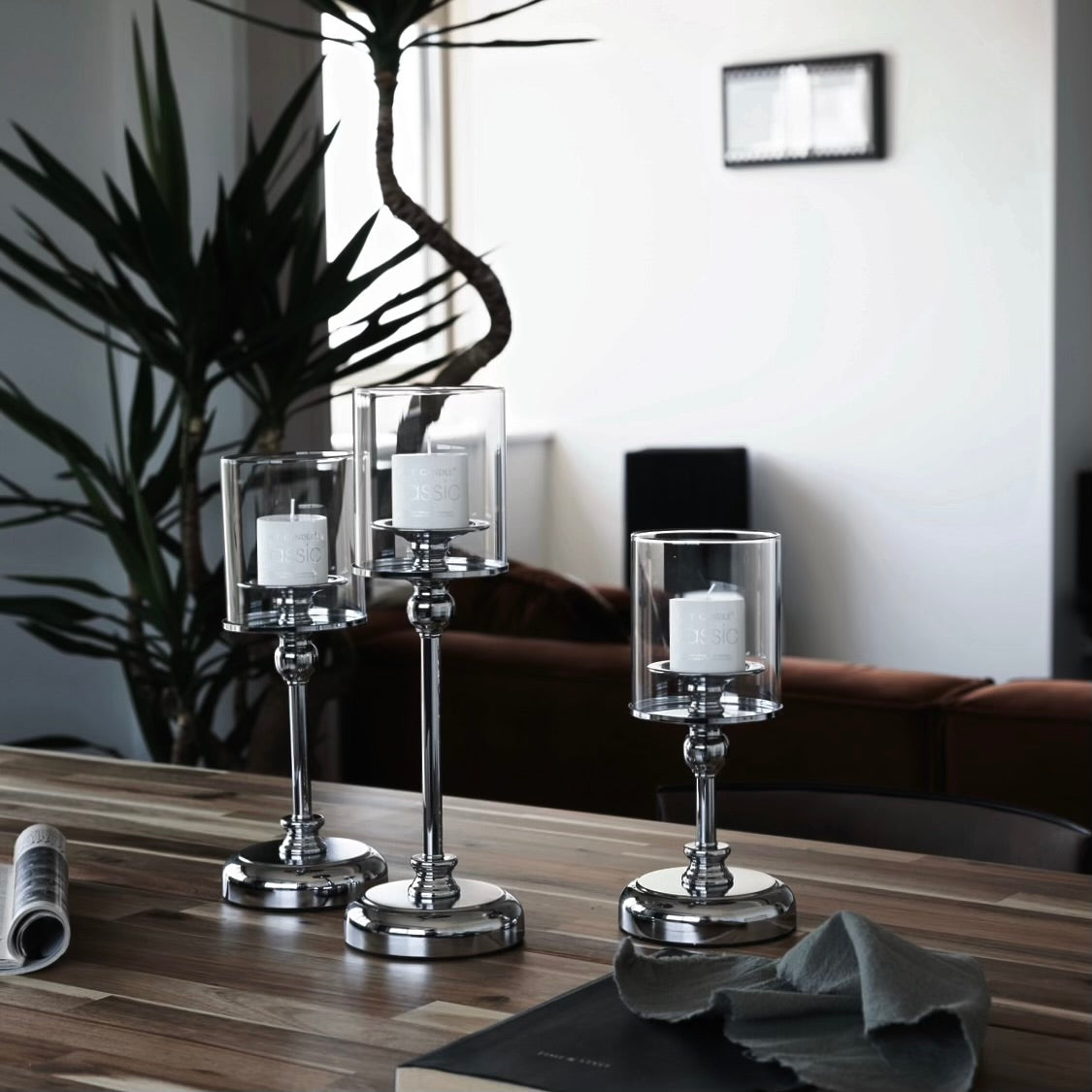 シルバーキャンドルスタンド＋キャンドル3点セット