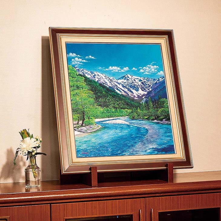 楽天市場】瀬良風香 肉筆油彩画『爽風上高地』小 名画 絵画 額装