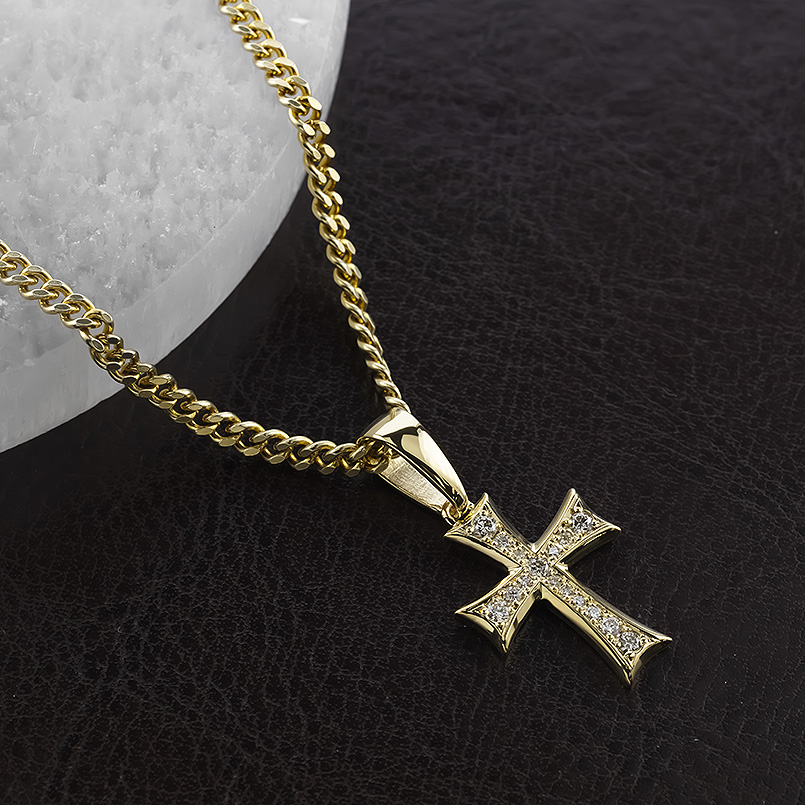 ジュエリー工房アトラス 18金 ネックレス クロス 喜平 トップ メンズ