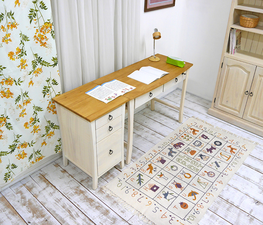 フレンチカントリーデスク サイドチェストF03セット リング取っ手