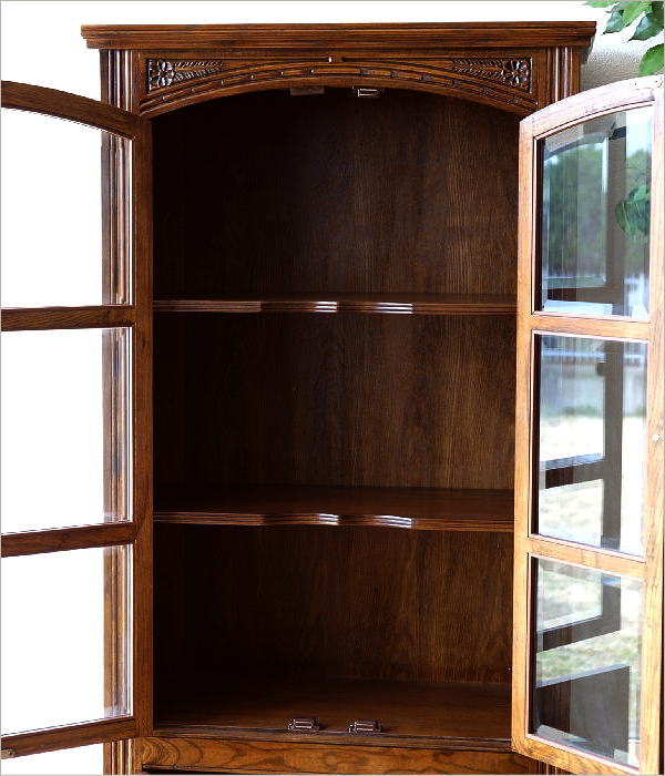 食器棚 カップボード キャビネット ガラス扉付き 収納 木製