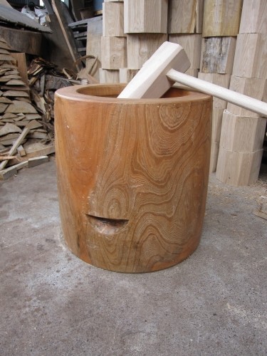 餅つき 臼 4升用 国産高級欅 けやき ケヤキ もちつき ウス うす 杵