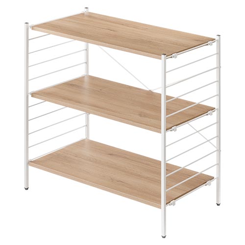 ぼん家具 オープンシェルフ 3段 可動棚 オープンラック 木製 ラック